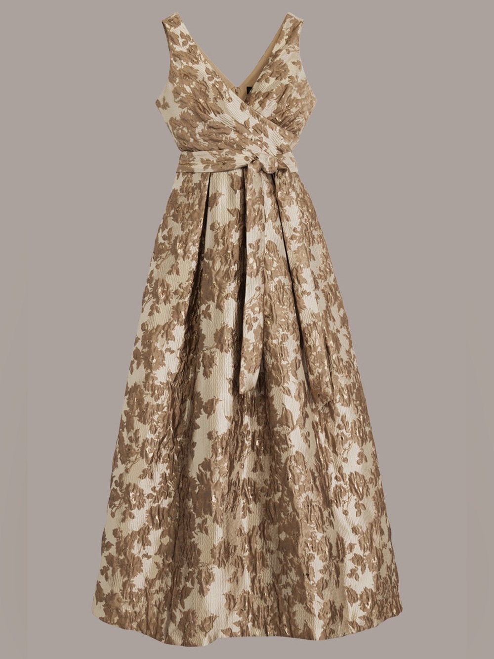 NEW Donna Karan New York Metallic Brocade Sleeveless Wrap Ball Gown Size 8 - Picture 15 of 17